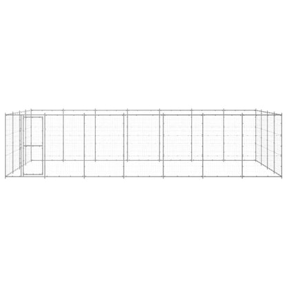 Hondenkennel 33,88 M² Gegalvaniseerd Staal 770 x 440 x 180 cm Zilver
