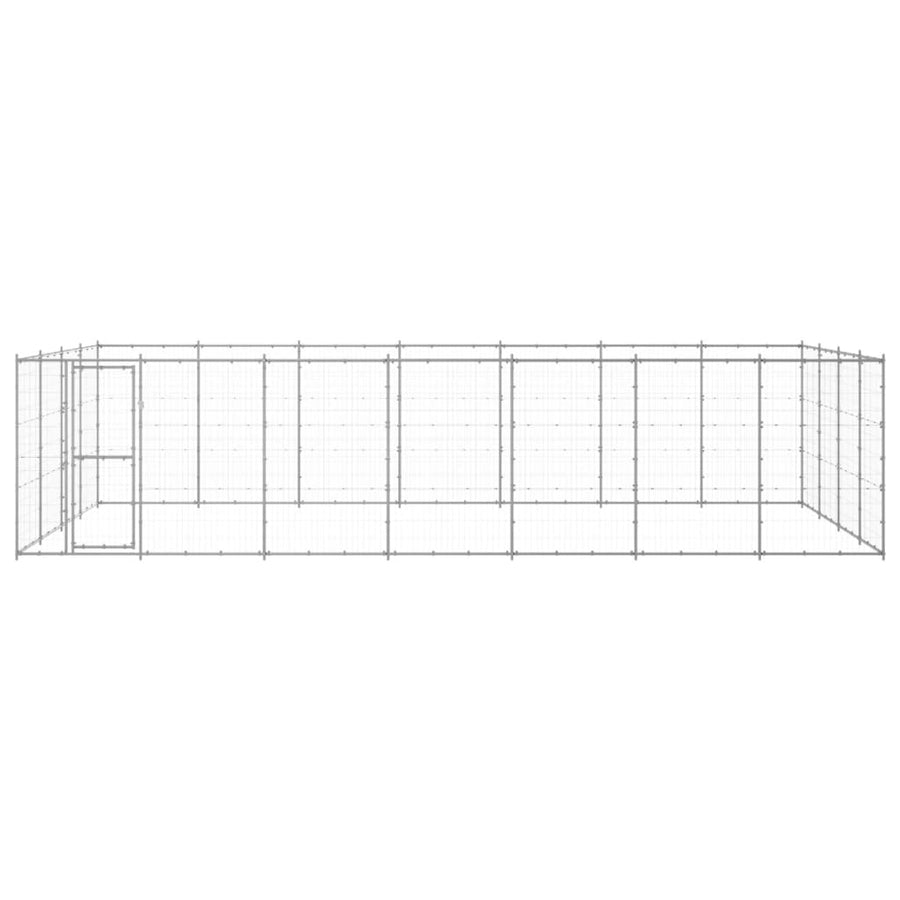 Hondenkennel 33,88 M² Gegalvaniseerd Staal 770 x 440 x 180 cm Zilver