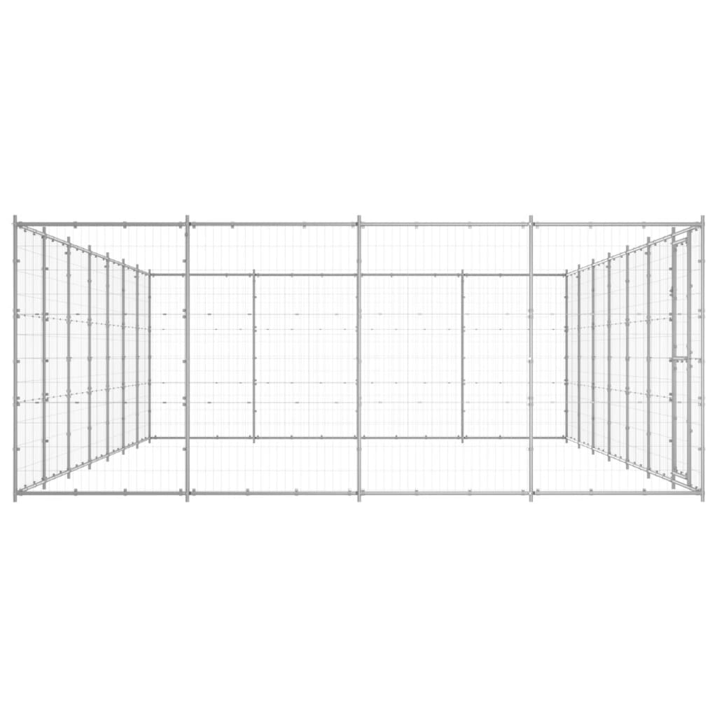 Hondenkennel 33,88 M² Gegalvaniseerd Staal 770 x 440 x 180 cm Zilver