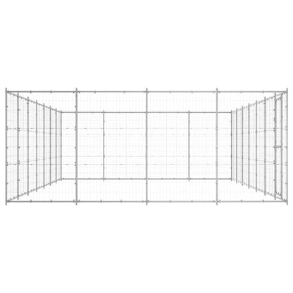 Hondenkennel 33,88 M² Gegalvaniseerd Staal 770 x 440 x 180 cm Zilver