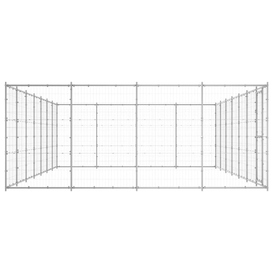 Hondenkennel 33,88 M² Gegalvaniseerd Staal 770 x 440 x 180 cm Zilver