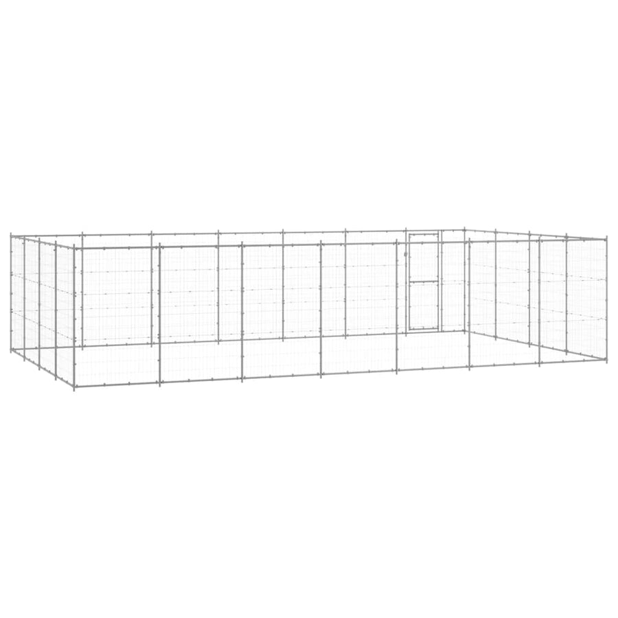Hondenkennel 33,88 M² Gegalvaniseerd Staal 770 x 440 x 180 cm Zilver