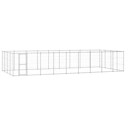 Hondenkennel 43,56 M² Gegalvaniseerd Staal 990 x 440 x 180 cm Zilver