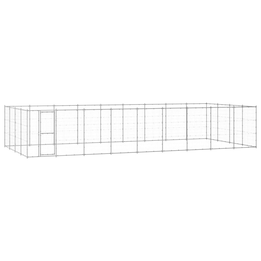 Hondenkennel 43,56 M² Gegalvaniseerd Staal 990 x 440 x 180 cm Zilver