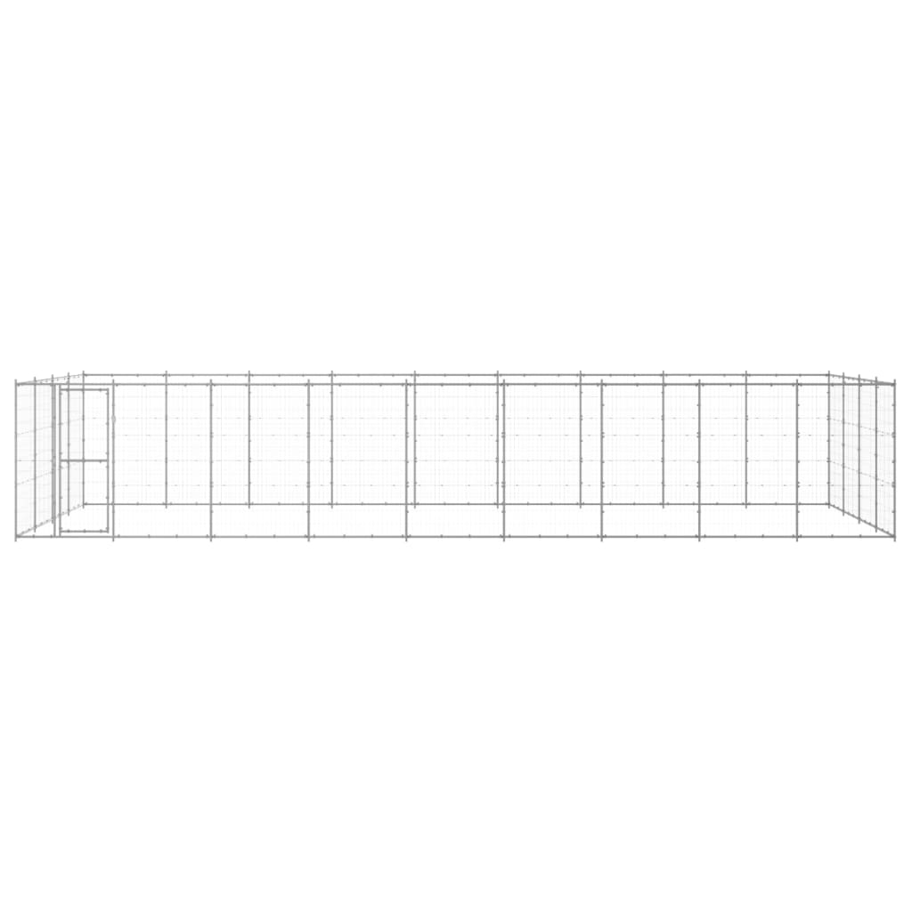 Hondenkennel 43,56 M² Gegalvaniseerd Staal 990 x 440 x 180 cm Zilver