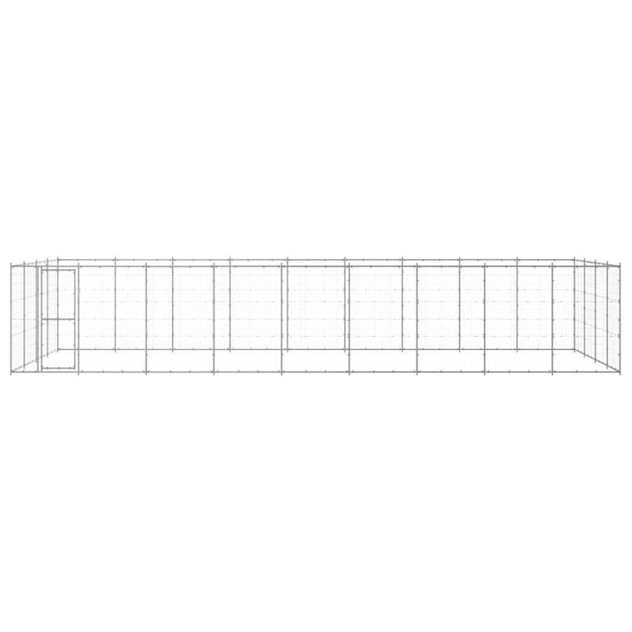 Hondenkennel 43,56 M² Gegalvaniseerd Staal 990 x 440 x 180 cm Zilver
