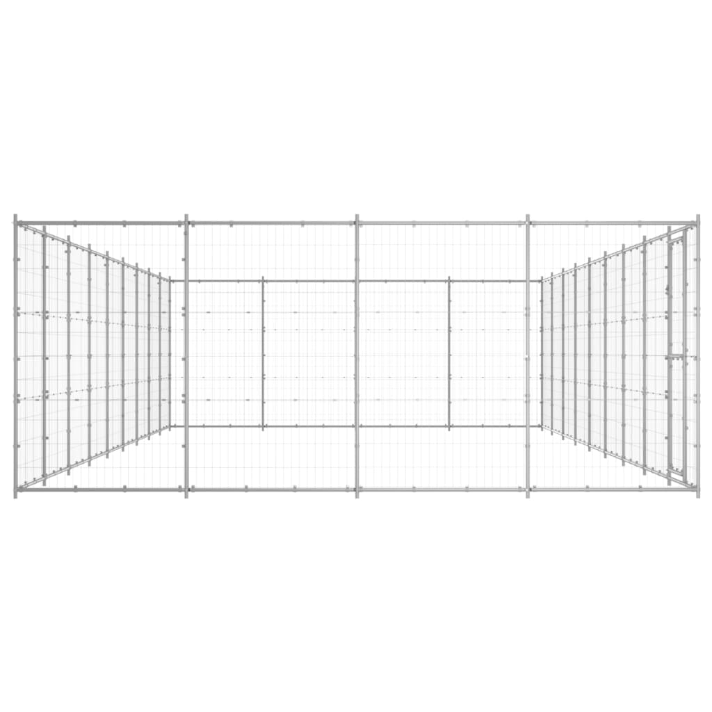 Hondenkennel 43,56 M² Gegalvaniseerd Staal 990 x 440 x 180 cm Zilver