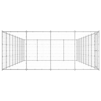 Hondenkennel 43,56 M² Gegalvaniseerd Staal 990 x 440 x 180 cm Zilver