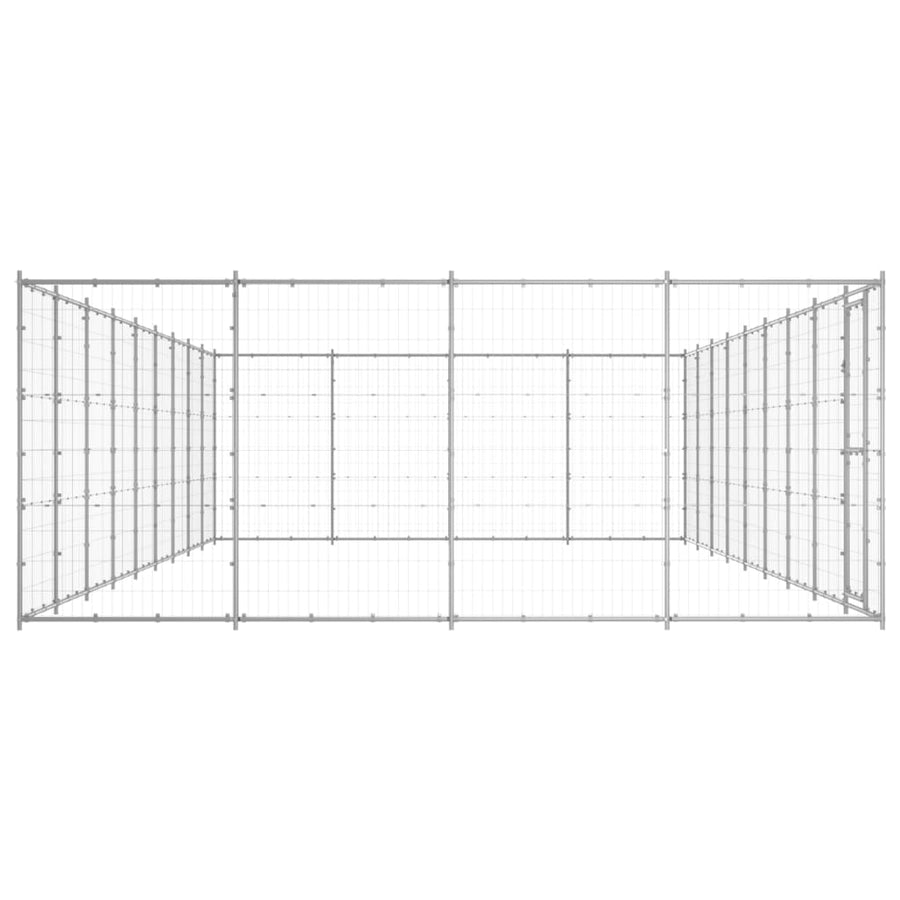 Hondenkennel 43,56 M² Gegalvaniseerd Staal 990 x 440 x 180 cm Zilver