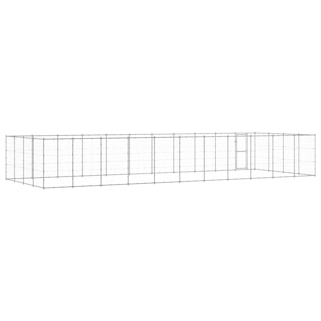 Hondenkennel 43,56 M² Gegalvaniseerd Staal 990 x 440 x 180 cm Zilver