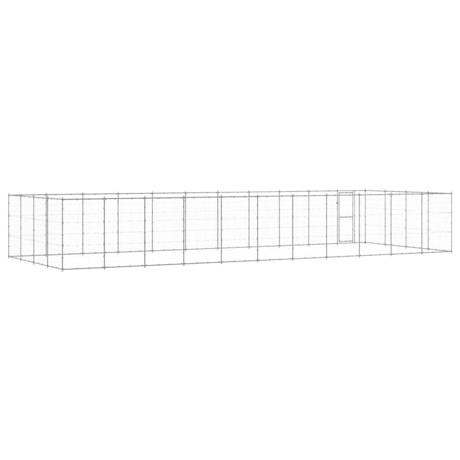 Hondenkennel 43,56 M² Gegalvaniseerd Staal 990 x 440 x 180 cm Zilver