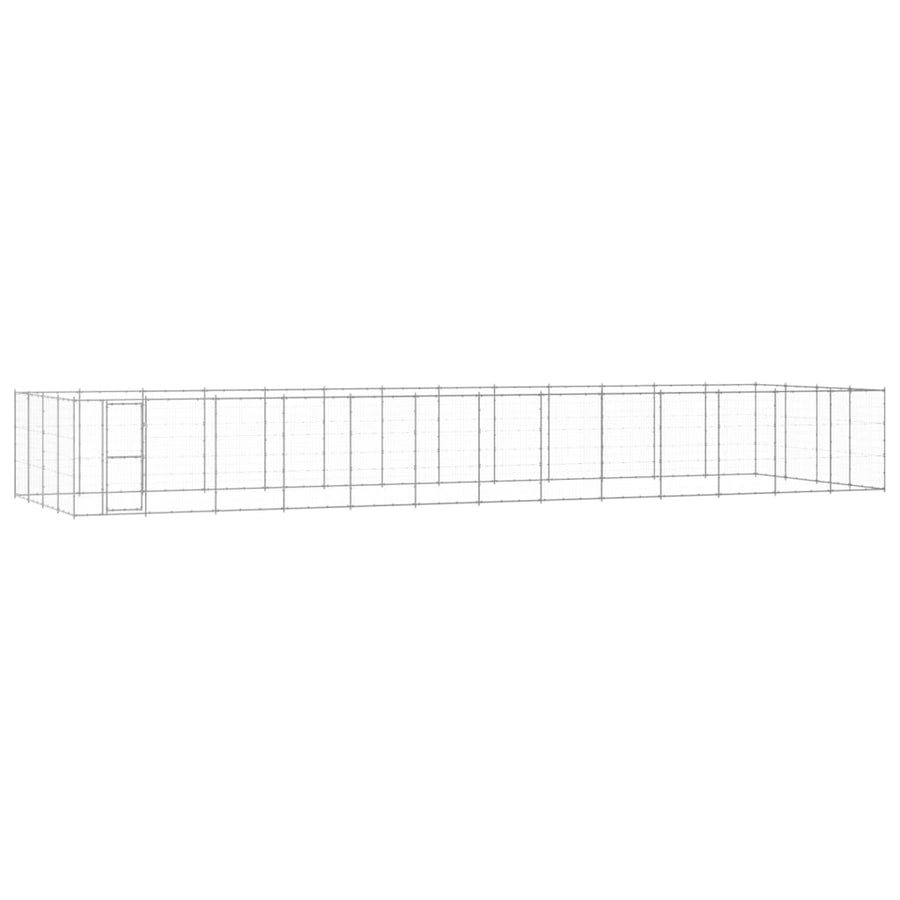Hondenkennel 53,24 m² gegalvaniseerd staal 1210 x 440 x 180 cm Zilver