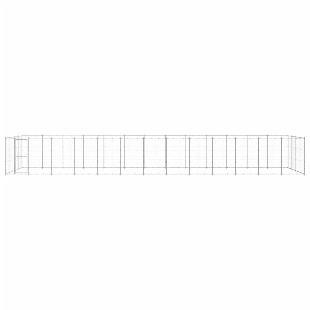 Hondenkennel 53,24 m² gegalvaniseerd staal 1210 x 440 x 180 cm Zilver