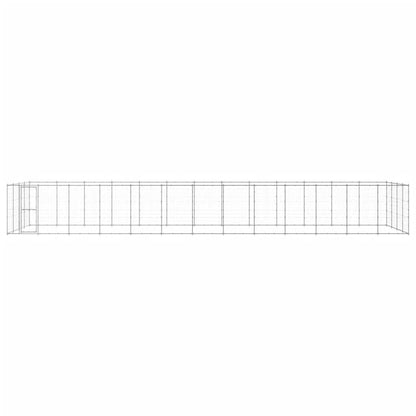 Hondenkennel 53,24 m² gegalvaniseerd staal 1210 x 440 x 180 cm Zilver