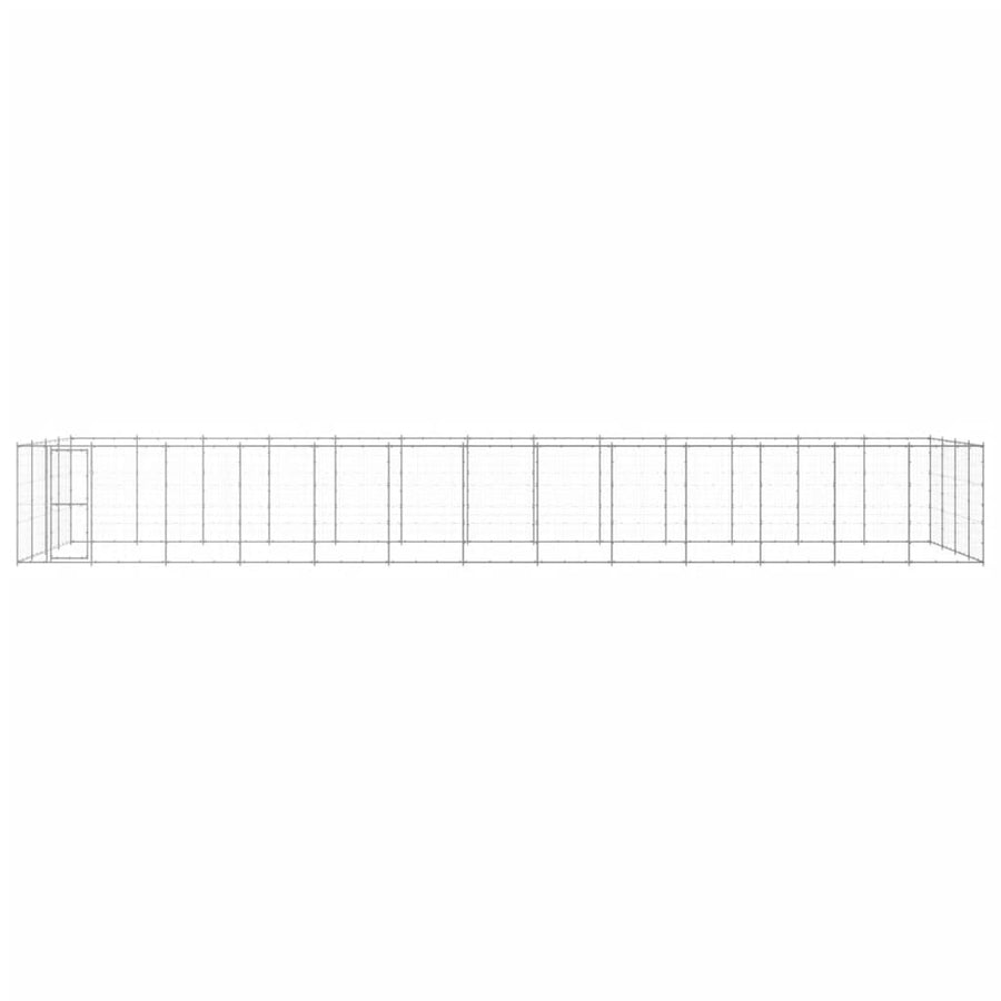 Hondenkennel 53,24 m² gegalvaniseerd staal 1210 x 440 x 180 cm Zilver