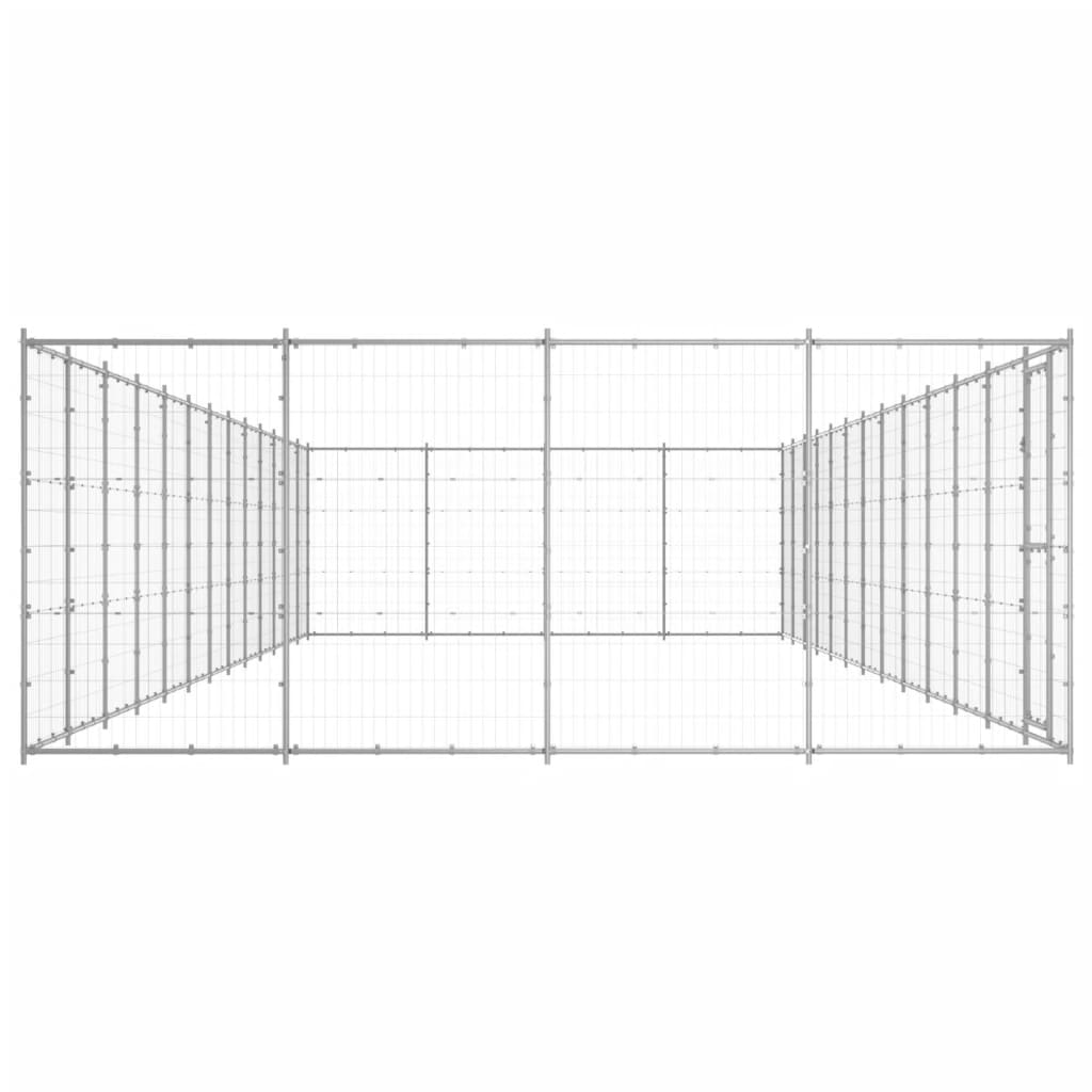 Hondenkennel 53,24 m² gegalvaniseerd staal 1210 x 440 x 180 cm Zilver