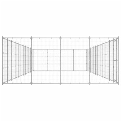 Hondenkennel 53,24 m² gegalvaniseerd staal 1210 x 440 x 180 cm Zilver