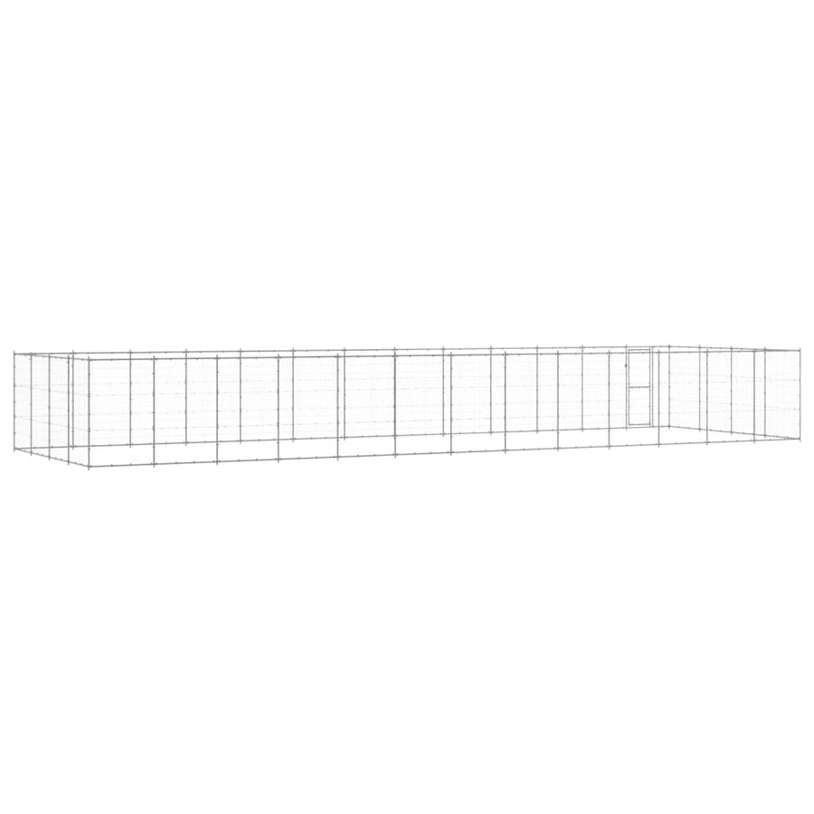 Hondenkennel 53,24 m² gegalvaniseerd staal 1210 x 440 x 180 cm Zilver