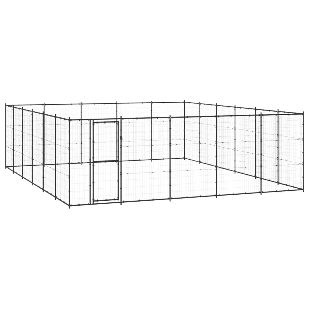 Hondenkennel 36,3 M² Staal 550 x 660 x 180 cm Zwart