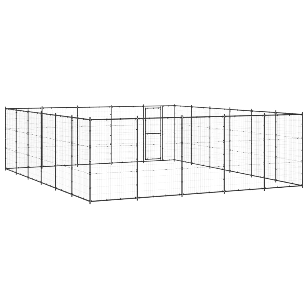 Hondenkennel 36,3 M² Staal 550 x 660 x 180 cm Zwart