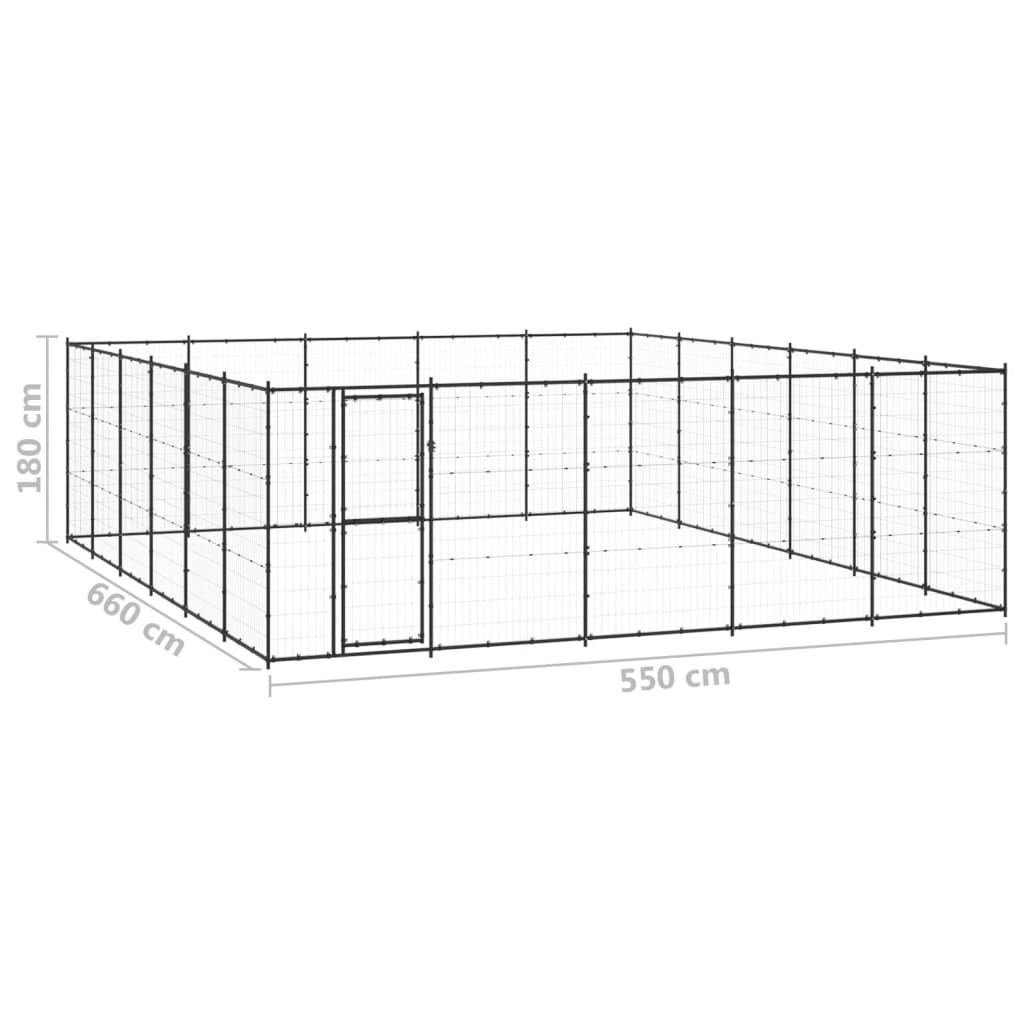 Hondenkennel 36,3 M² Staal 550 x 660 x 180 cm Zwart