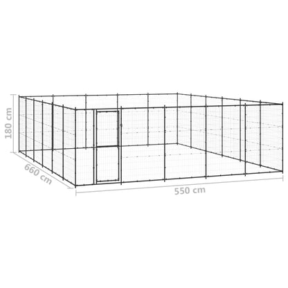 Hondenkennel 36,3 M² Staal 550 x 660 x 180 cm Zwart