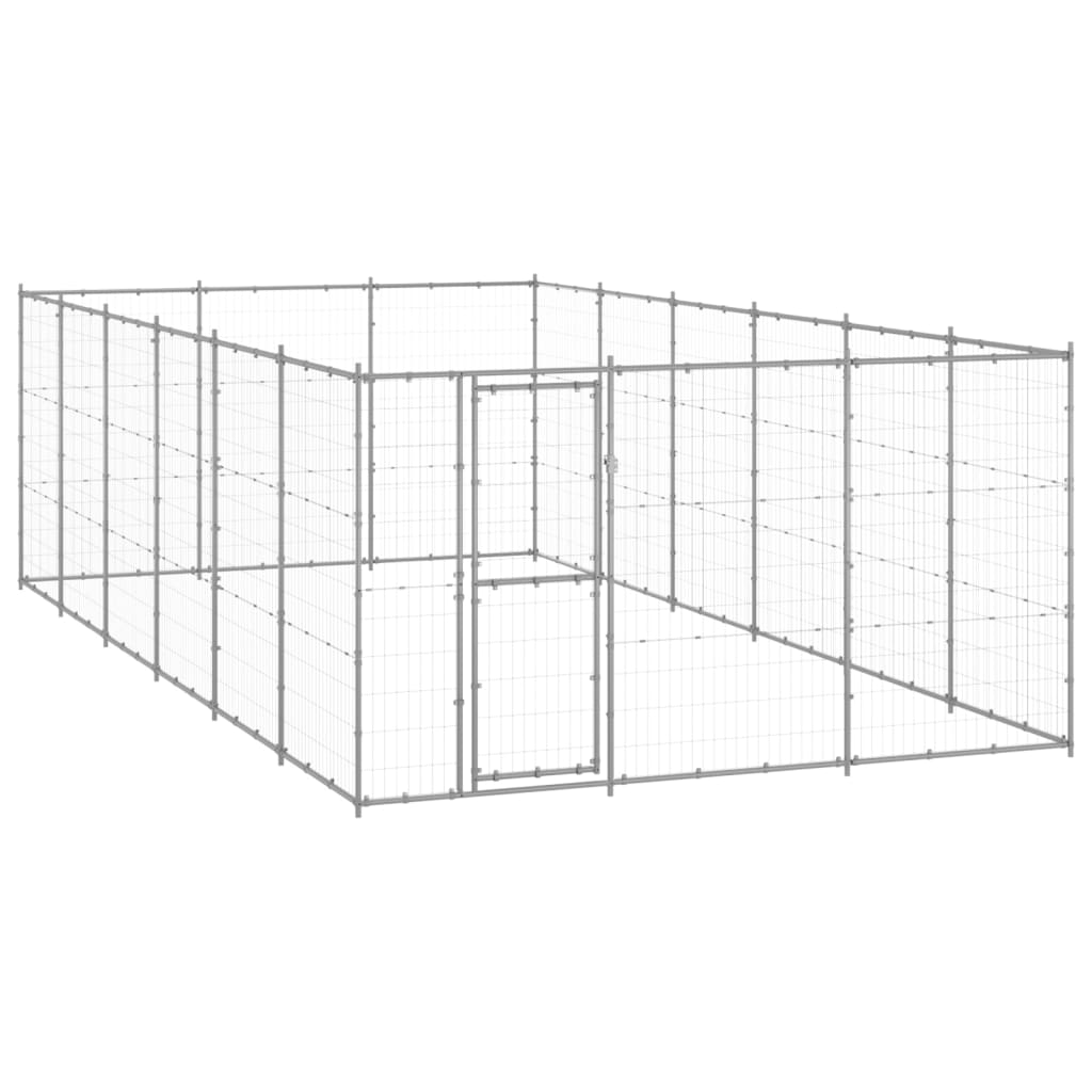 Hondenkennel 21,78 M² Gegalvaniseerd Staal 330 x 660 x 180 cm Zilver