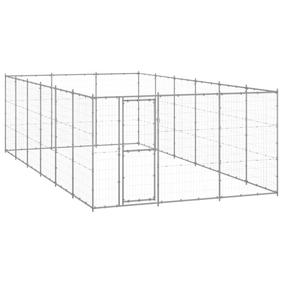 Hondenkennel 21,78 M² Gegalvaniseerd Staal 330 x 660 x 180 cm Zilver