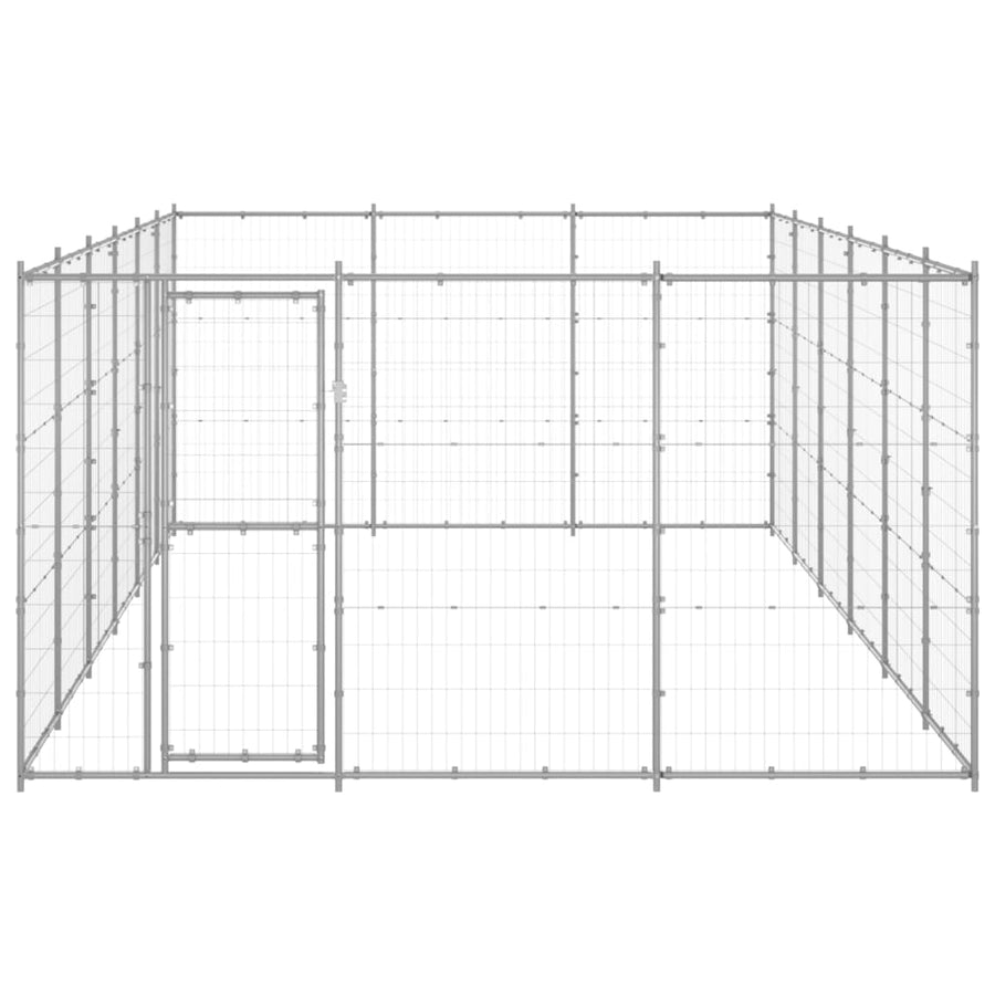 Hondenkennel 21,78 M² Gegalvaniseerd Staal 330 x 660 x 180 cm Zilver