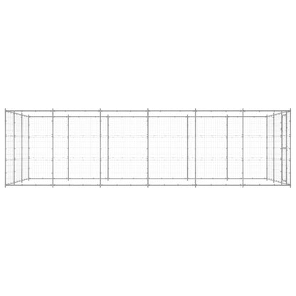 Hondenkennel 21,78 M² Gegalvaniseerd Staal 330 x 660 x 180 cm Zilver