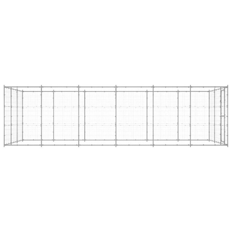 Hondenkennel 21,78 M² Gegalvaniseerd Staal 330 x 660 x 180 cm Zilver