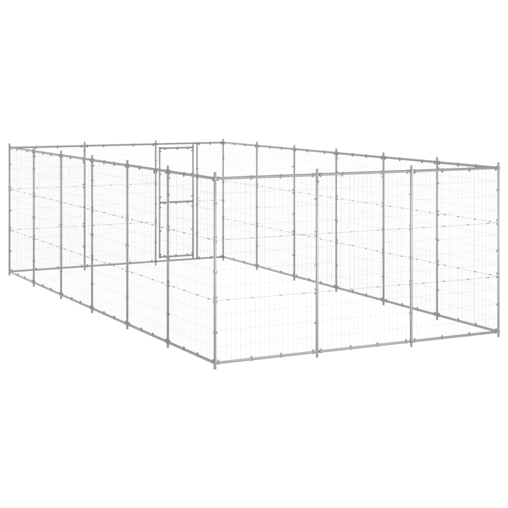 Hondenkennel 21,78 M² Gegalvaniseerd Staal 330 x 660 x 180 cm Zilver