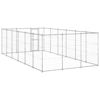 Hondenkennel 21,78 M² Gegalvaniseerd Staal 330 x 660 x 180 cm Zilver