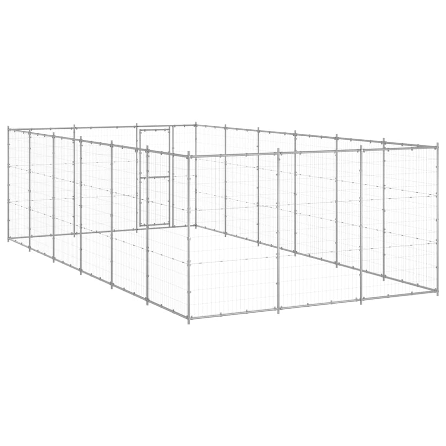 Hondenkennel 21,78 M² Gegalvaniseerd Staal 330 x 660 x 180 cm Zilver