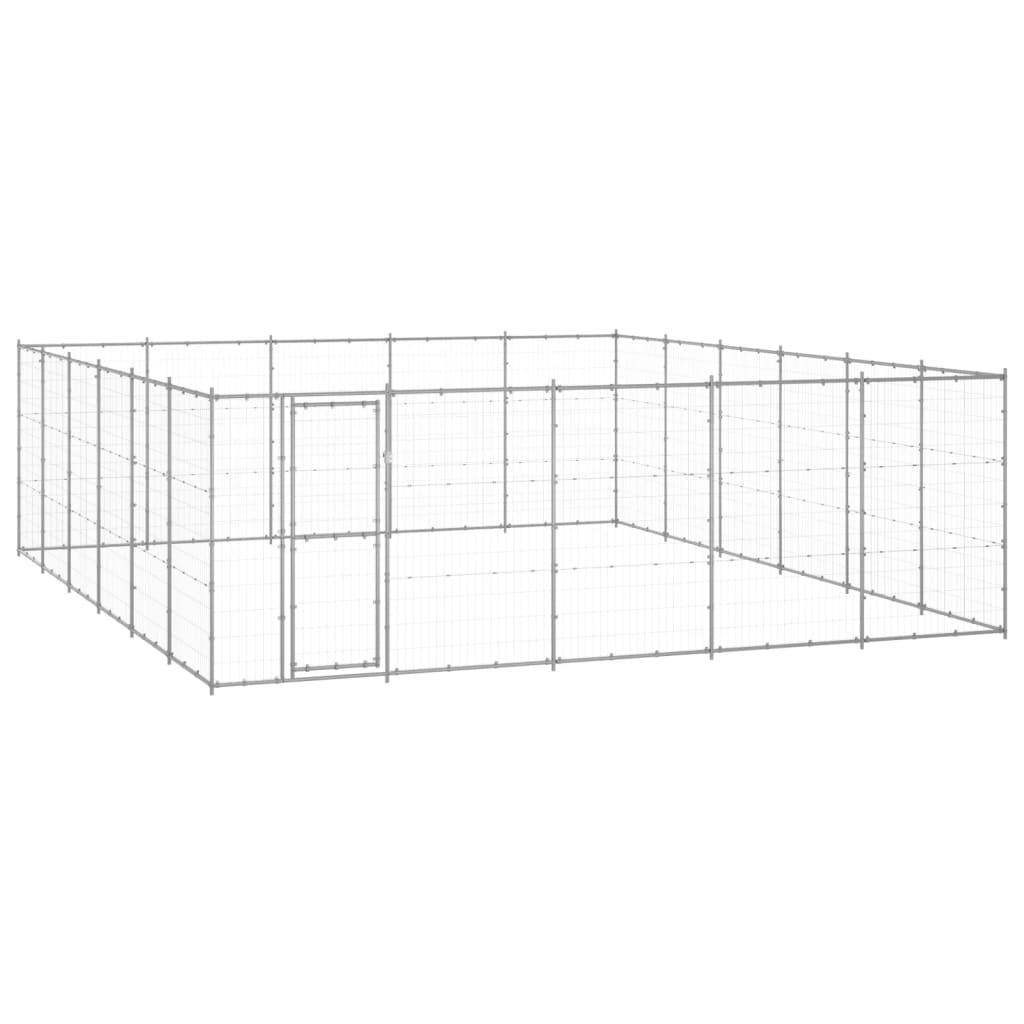 Hondenkennel 36,3 M² Gegalvaniseerd Staal 550 x 660 x 180 cm Zilver