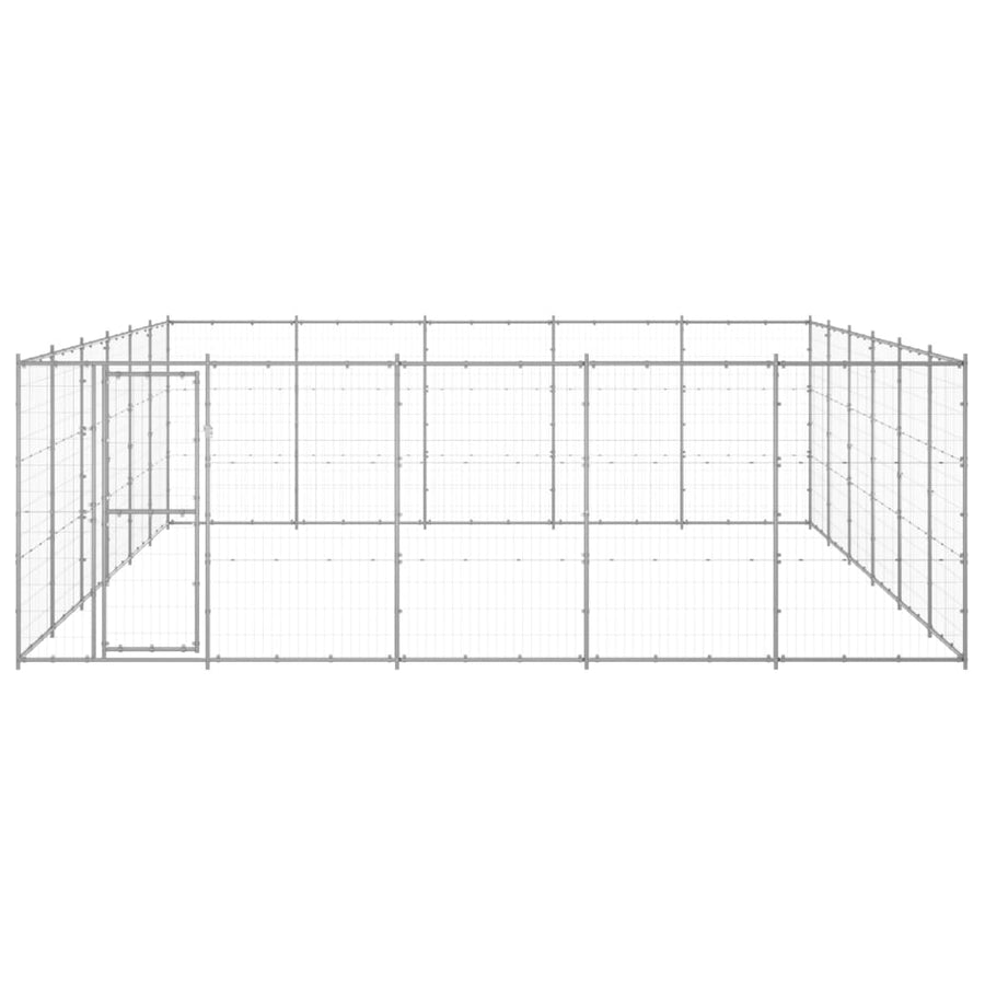Hondenkennel 36,3 M² Gegalvaniseerd Staal 550 x 660 x 180 cm Zilver