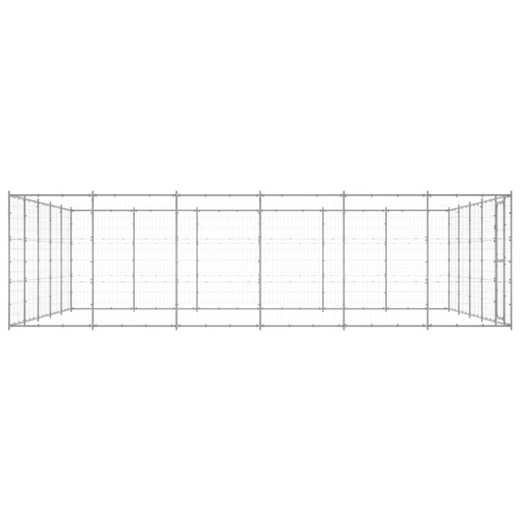 Hondenkennel 36,3 M² Gegalvaniseerd Staal 550 x 660 x 180 cm Zilver