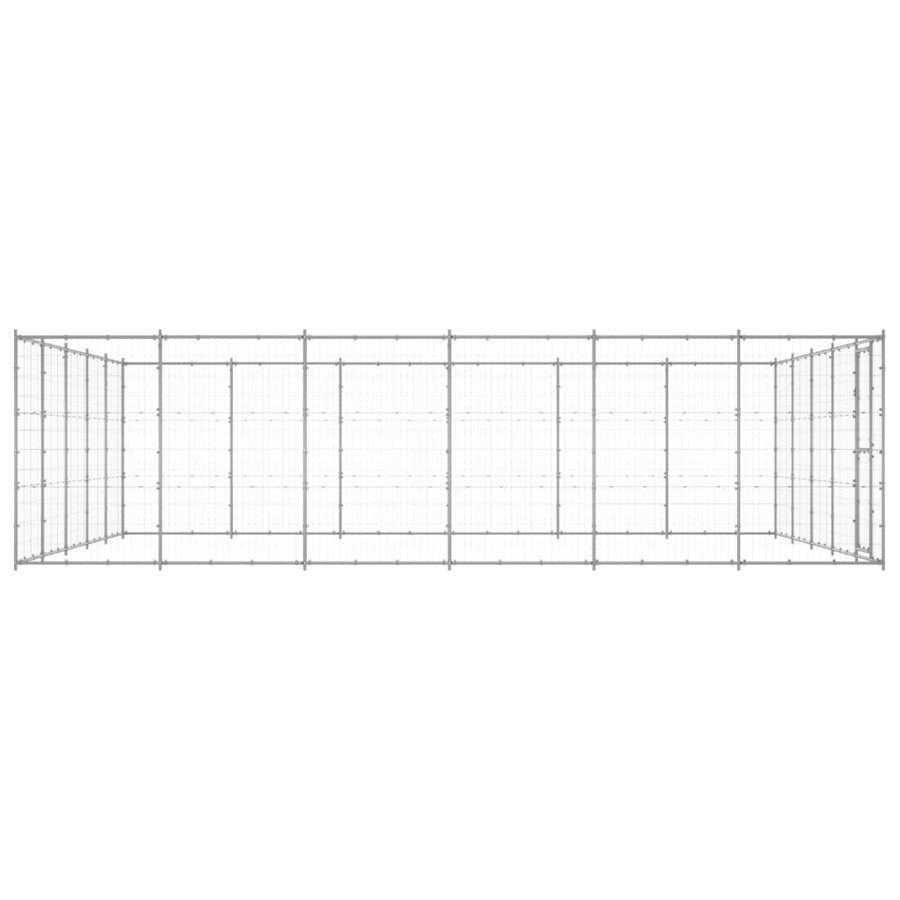 Hondenkennel 36,3 M² Gegalvaniseerd Staal 550 x 660 x 180 cm Zilver