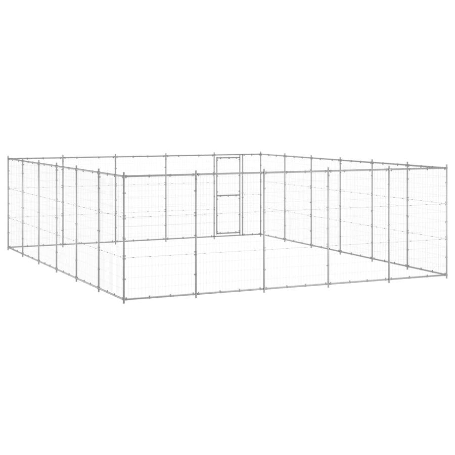 Hondenkennel 36,3 M² Gegalvaniseerd Staal 550 x 660 x 180 cm Zilver