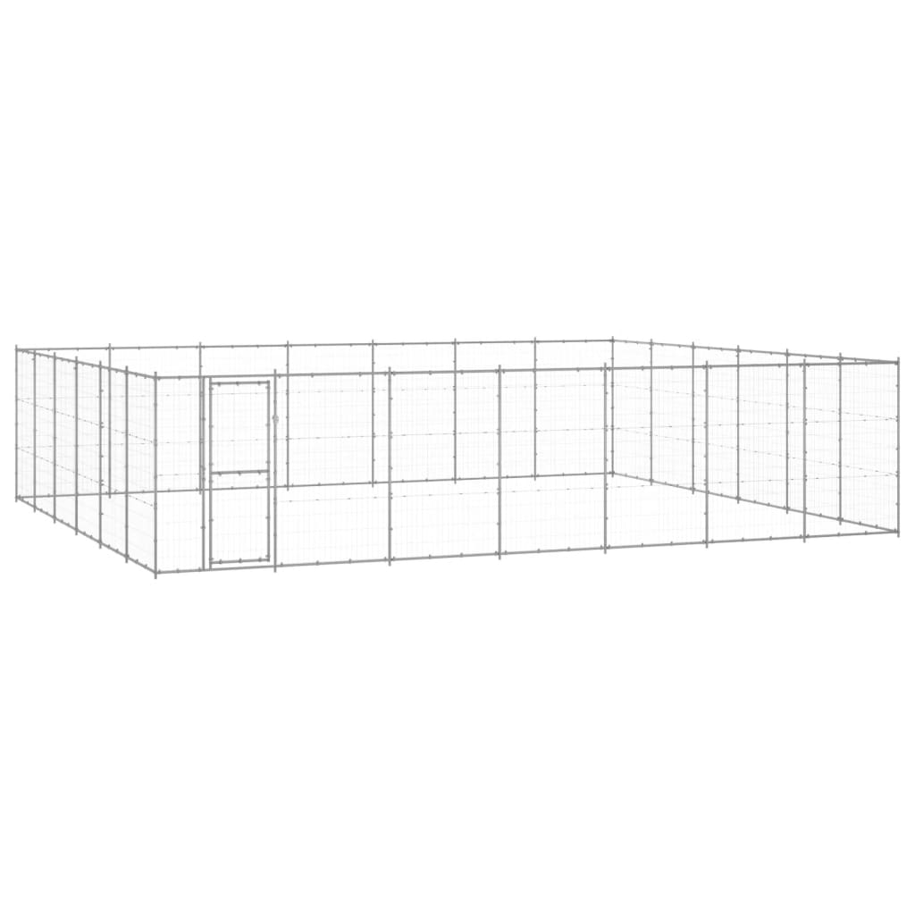 Hondenkennel 50,82 M² Gegalvaniseerd Staal 770 x 660 x 180 cm Zilver