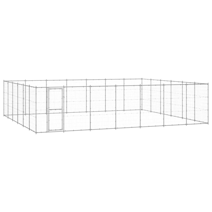 Hondenkennel 50,82 M² Gegalvaniseerd Staal 770 x 660 x 180 cm Zilver