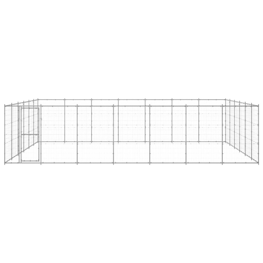 Hondenkennel 50,82 M² Gegalvaniseerd Staal 770 x 660 x 180 cm Zilver