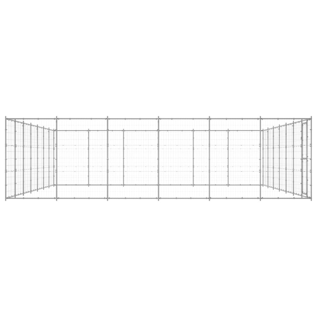 Hondenkennel 50,82 M² Gegalvaniseerd Staal 770 x 660 x 180 cm Zilver