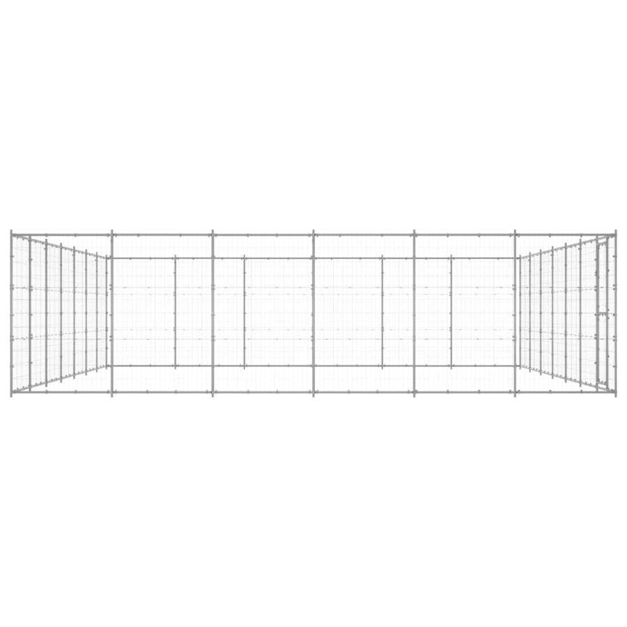 Hondenkennel 50,82 M² Gegalvaniseerd Staal 770 x 660 x 180 cm Zilver