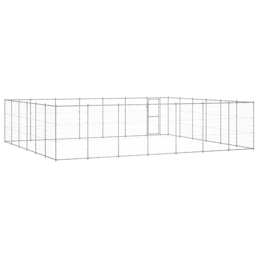 Hondenkennel 50,82 M² Gegalvaniseerd Staal 770 x 660 x 180 cm Zilver
