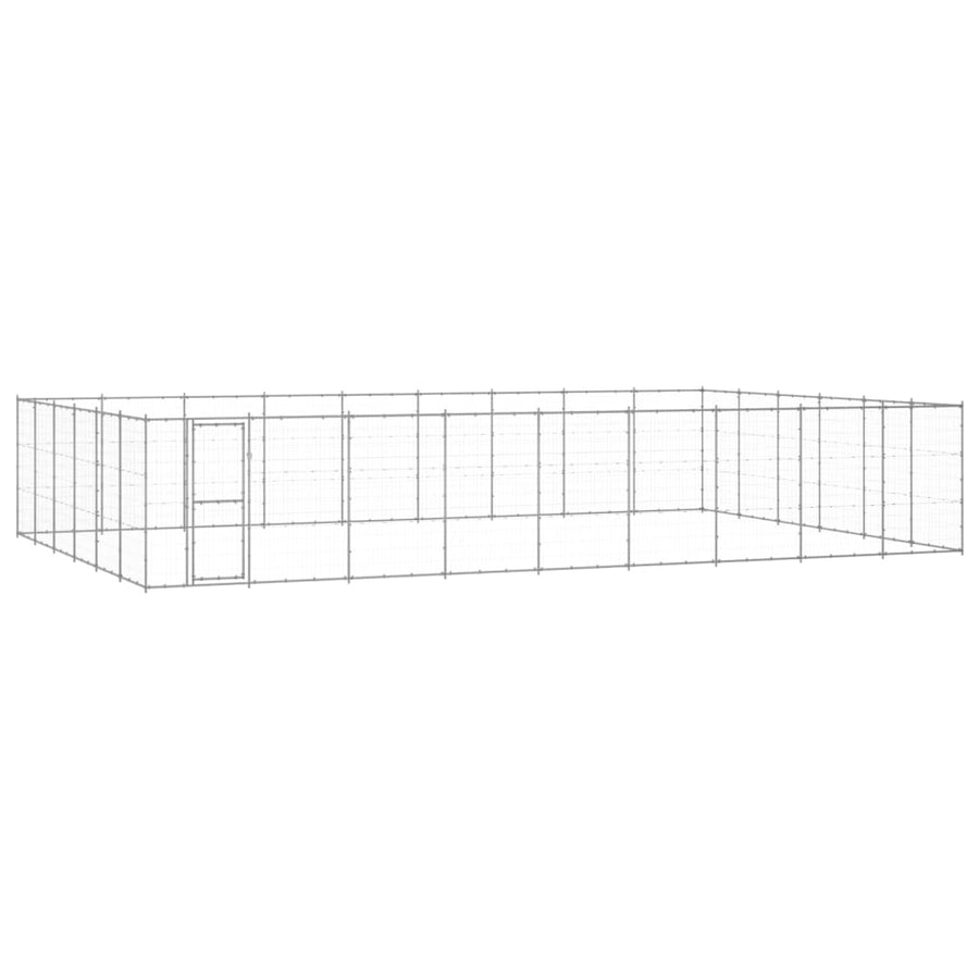 Hondenkennel 65,34 m² gegalvaniseerd staal 990 x 660 x 180 cm Zilver