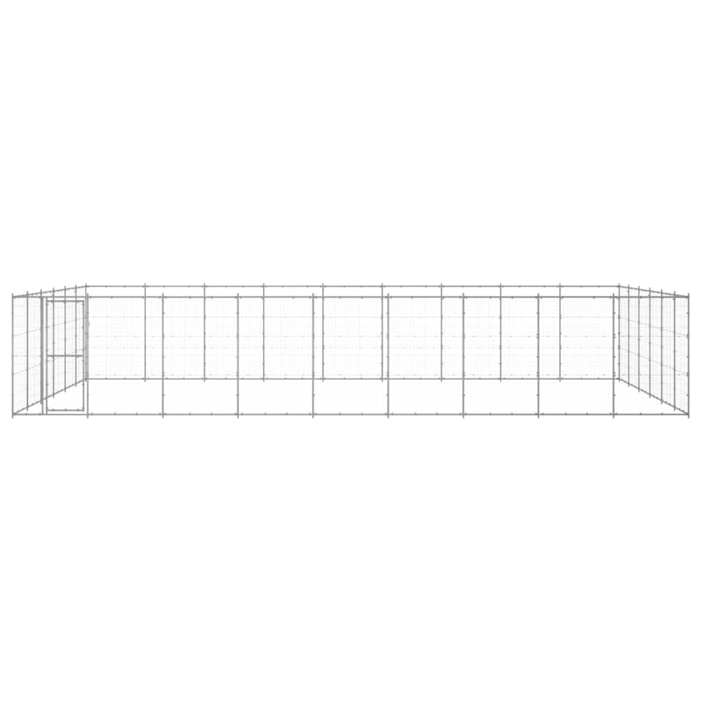 Hondenkennel 65,34 m² gegalvaniseerd staal 990 x 660 x 180 cm Zilver