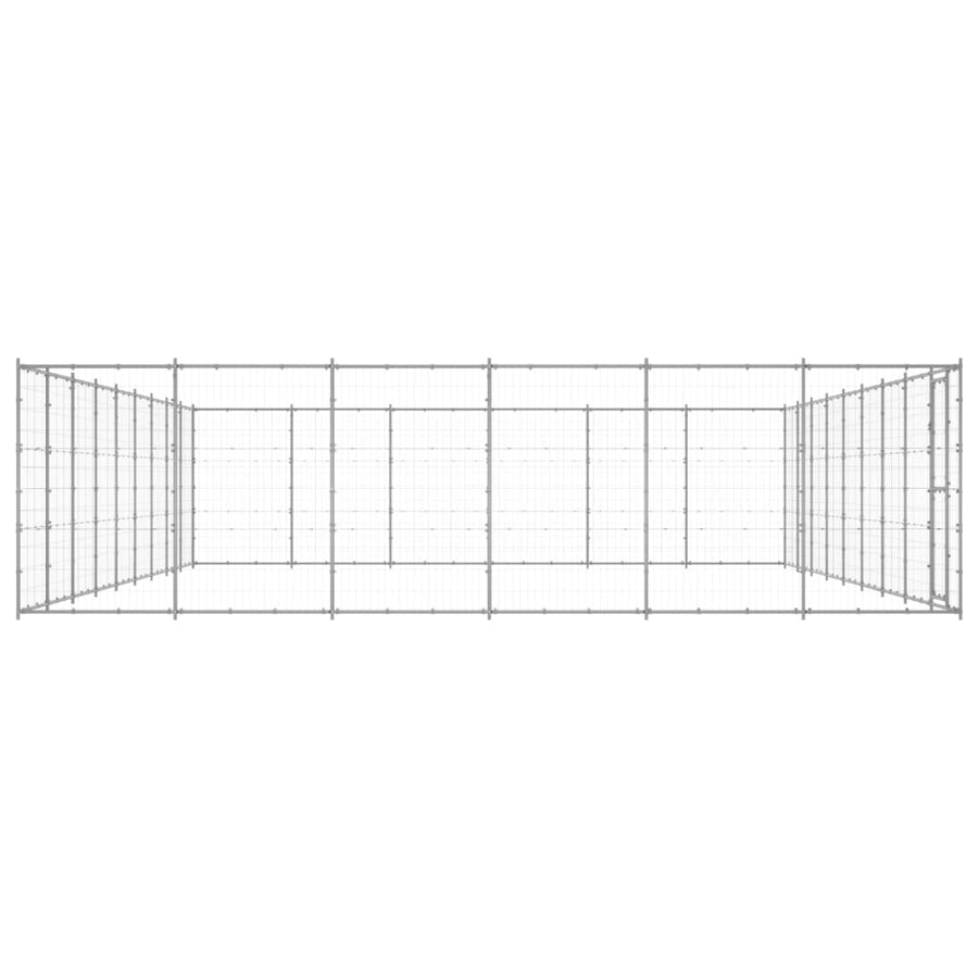 Hondenkennel 65,34 m² gegalvaniseerd staal 990 x 660 x 180 cm Zilver