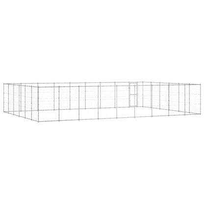 Hondenkennel 65,34 m² gegalvaniseerd staal 990 x 660 x 180 cm Zilver