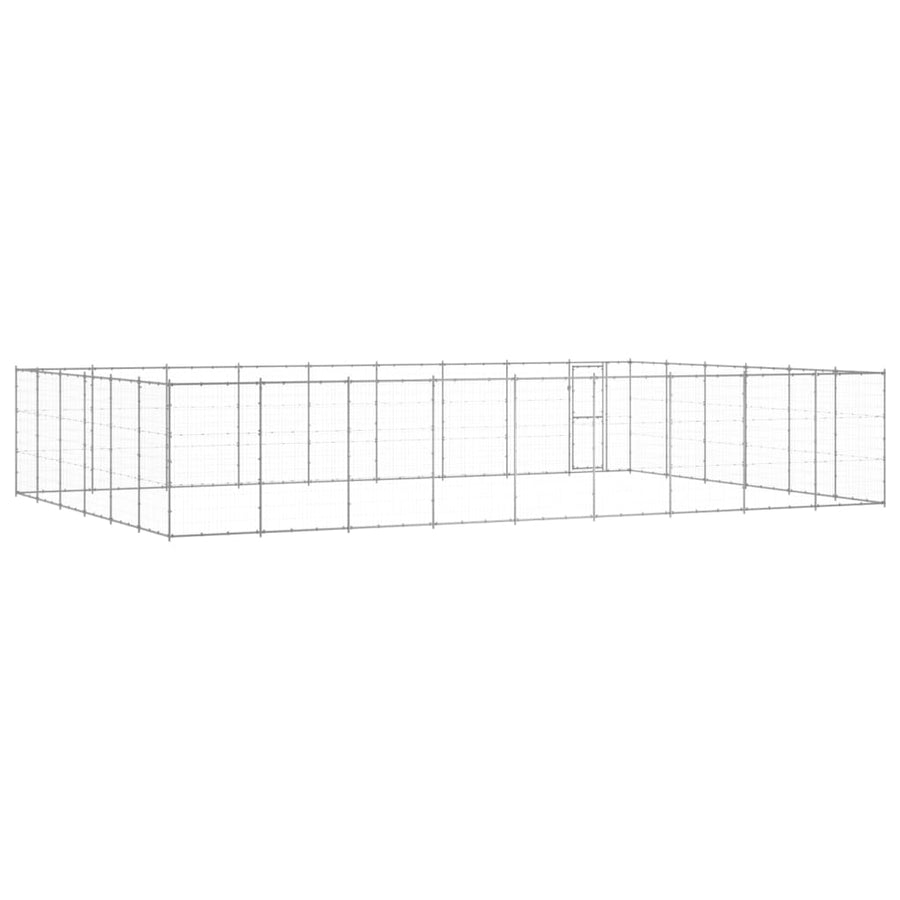 Hondenkennel 65,34 m² gegalvaniseerd staal 990 x 660 x 180 cm Zilver